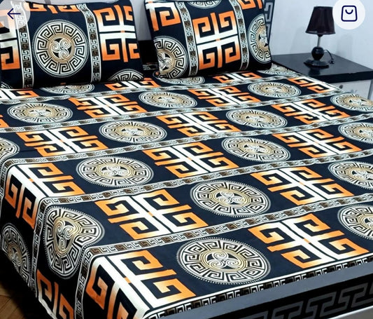 Double Bedsheet 3 Pcs Crystal Cotton Printed