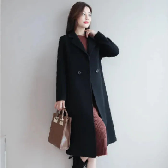 Woolen Coat Women's Spring and Autumn Mid-length Fashionable Korean Style Loose Coat