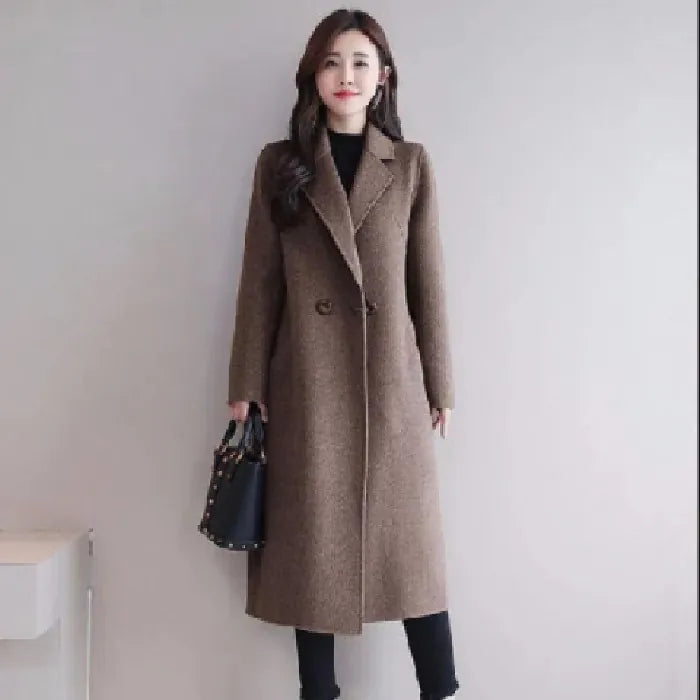 Woolen Coat Women's Spring and Autumn Mid-length Fashionable Korean Style Loose Coat