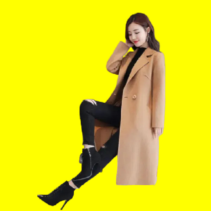 Woolen Coat Women's Spring and Autumn Mid-length Fashionable Korean Style Loose Coat