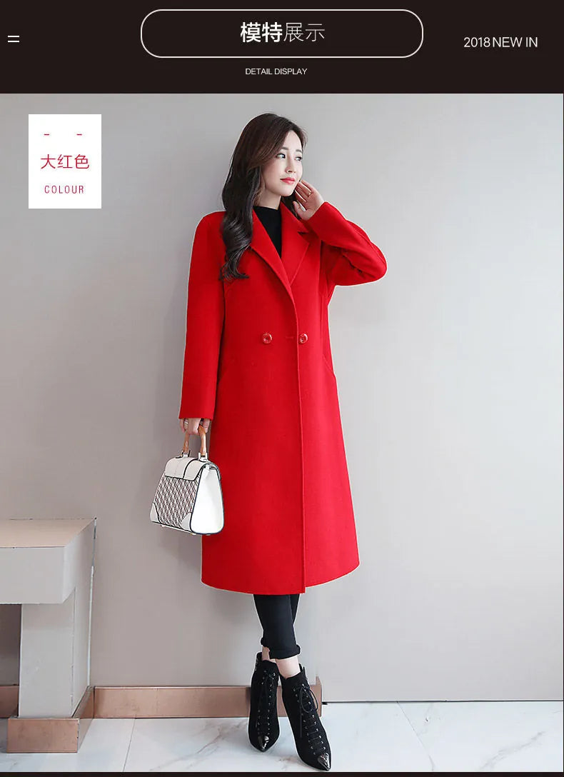Woolen Coat Women's Spring and Autumn Mid-length Fashionable Korean Style Loose Coat