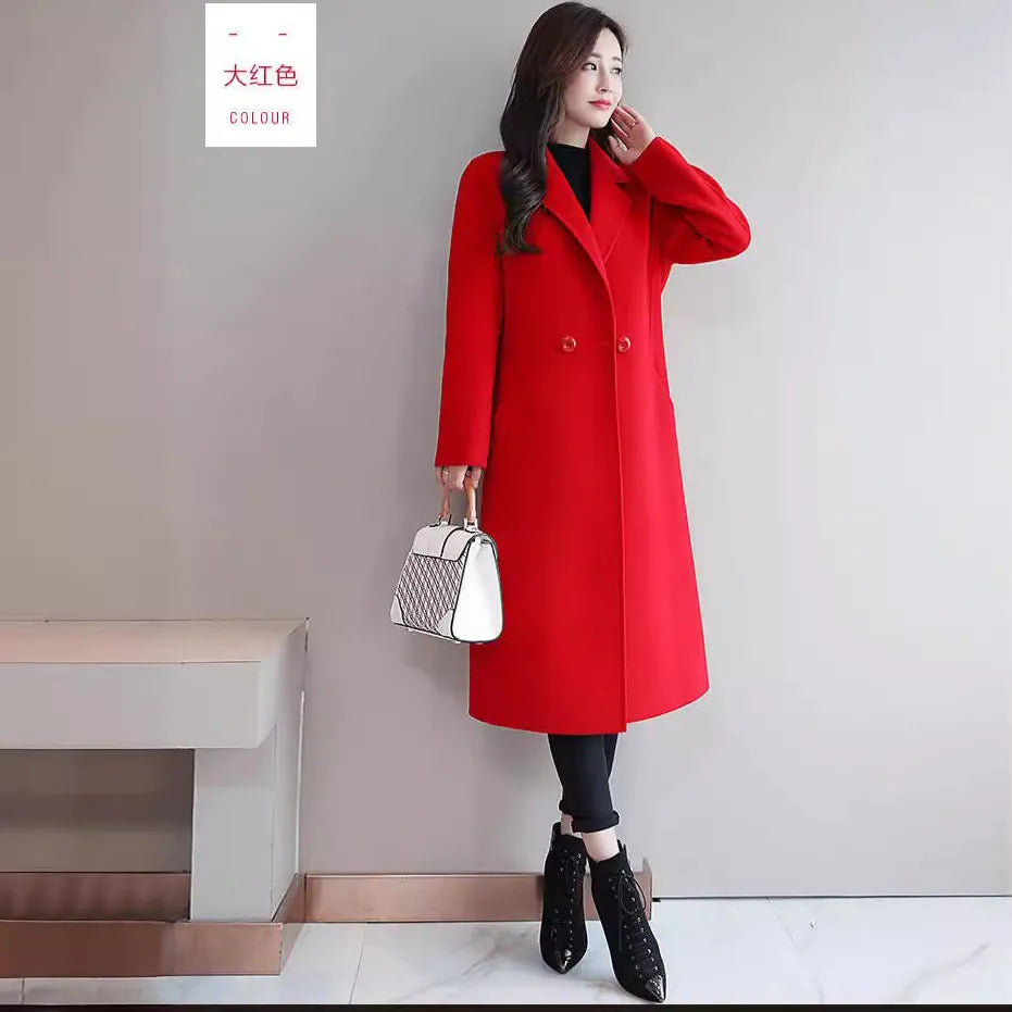 Woolen Coat Women's Spring and Autumn Mid-length Fashionable Korean Style Loose Coat