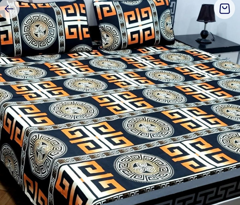 Double Bedsheet 3 Pcs Crystal Cotton Printed