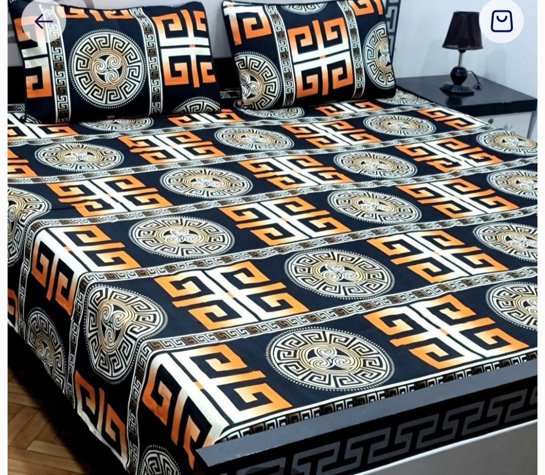 Double Bedsheet 3 Pcs Crystal Cotton Printed